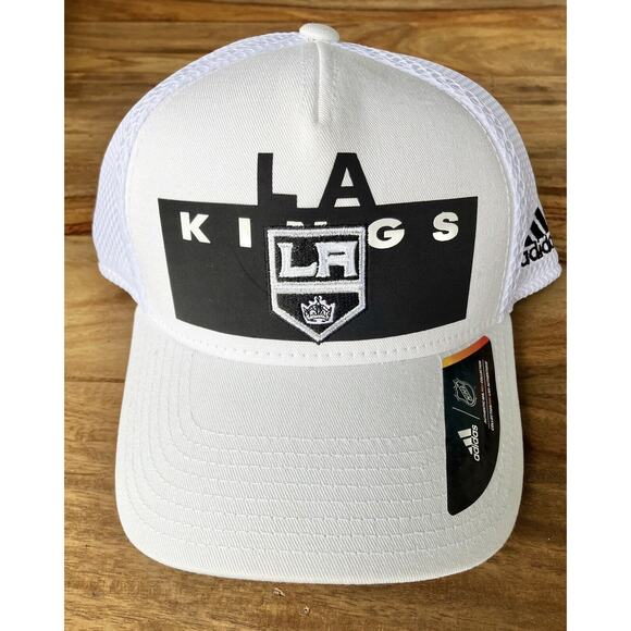 LA Kings SnapBack White Mesh ADIDAS Hat NHL PRO Collection Embroidered Cap - Picture 2 of 4
